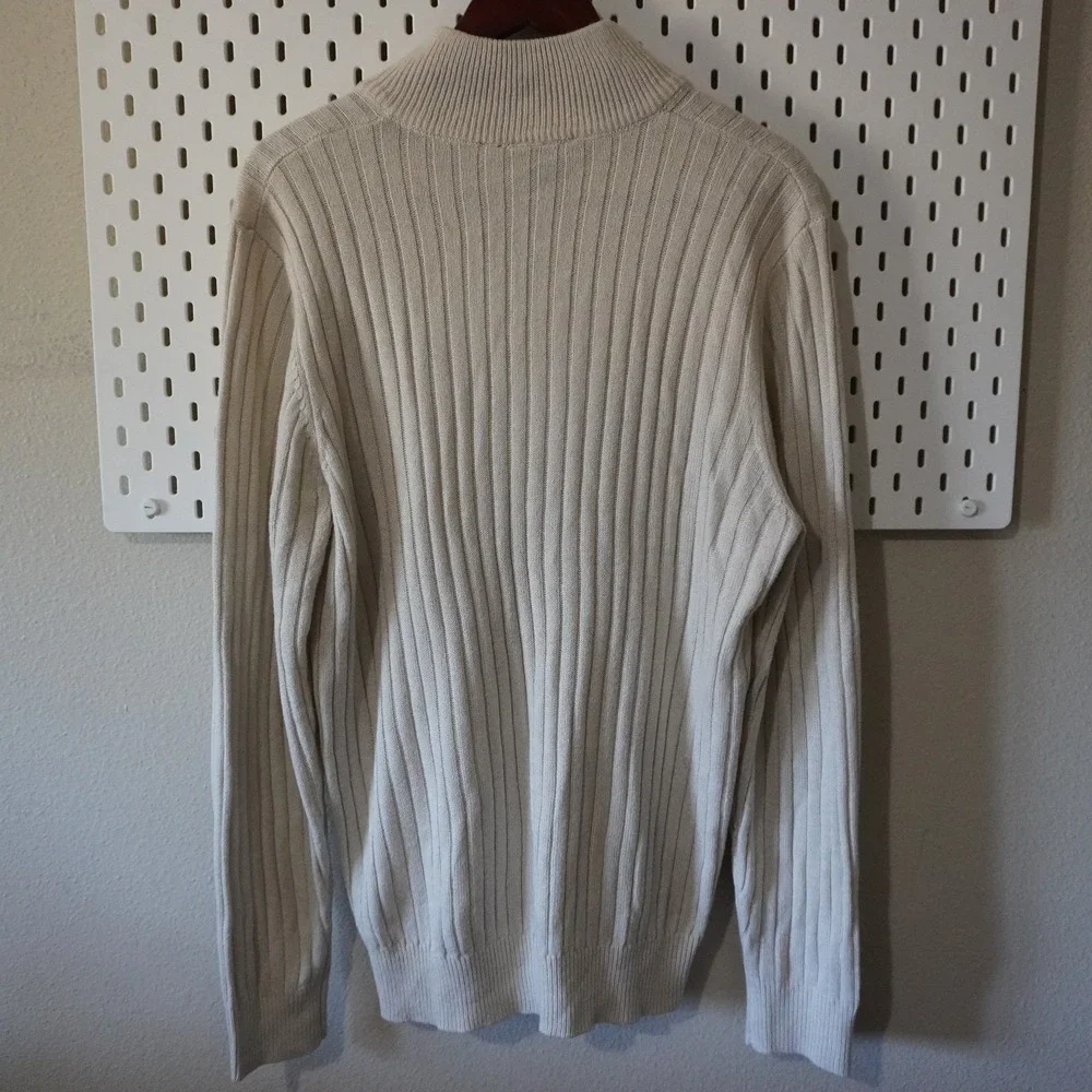 Beverly Hills Polo Club Sweater‎ cream tan Size L 1/4 zip
